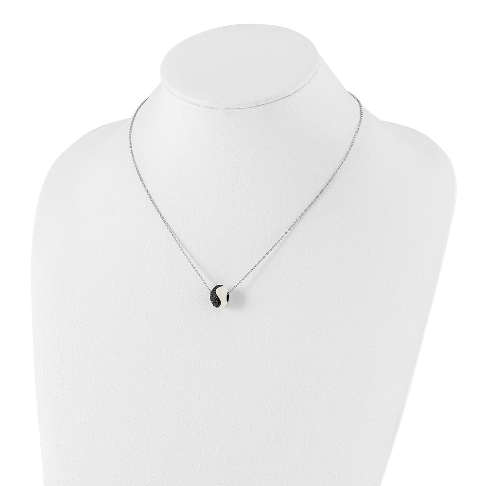 Sterling Silver White Enamel & Cz True Fire Bead Necklace