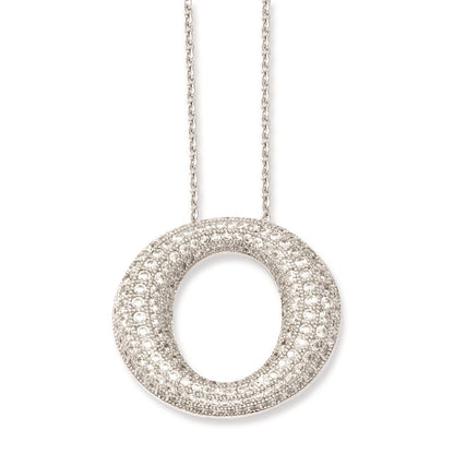 Sterling Silver & Cz Brilliant Embers Circle Necklace