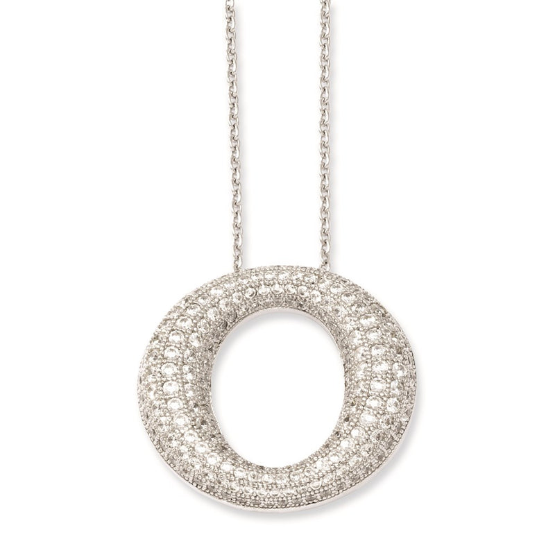 Sterling Silver & Cz Brilliant Embers Circle Necklace