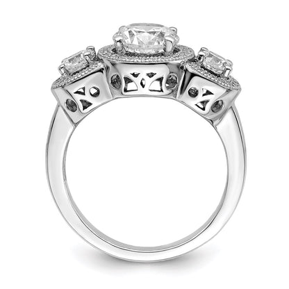 Sterling Silver Brilliant Embers Rhodium-Plated 50 Stone Micro Pav Cz Ring