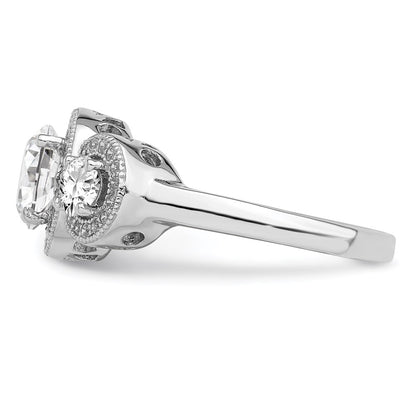 Sterling Silver Brilliant Embers Rhodium-Plated 50 Stone Micro Pav Cz Ring
