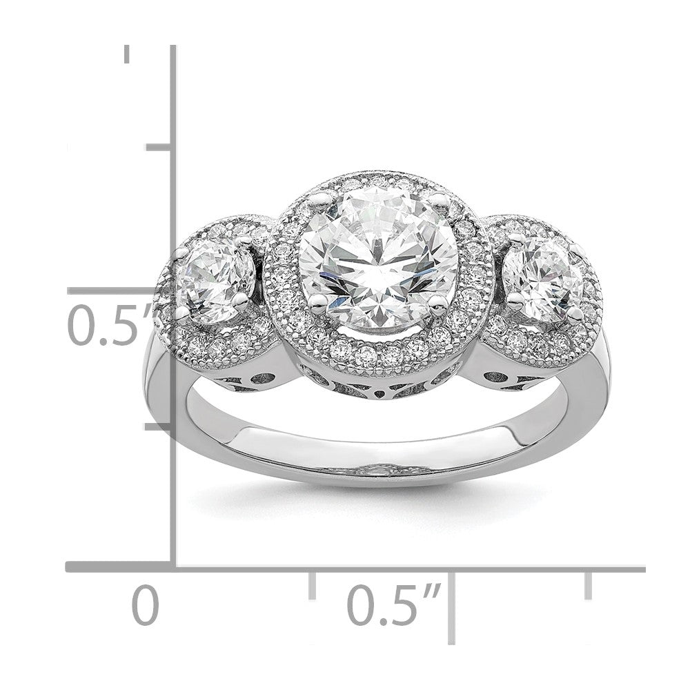Sterling Silver Brilliant Embers Rhodium-Plated 50 Stone Micro Pav Cz Ring
