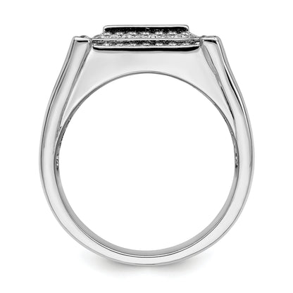 Sterling Silver Brilliant Embers Rhodium-Plated 109 Stone Micro Pav Cz Men'S Ring