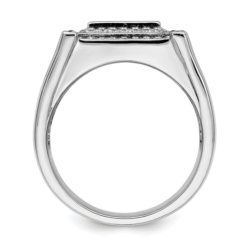 Sterling Silver Brilliant Embers Rhodium-Plated 109 Stone Micro Pav Cz Men'S Ring