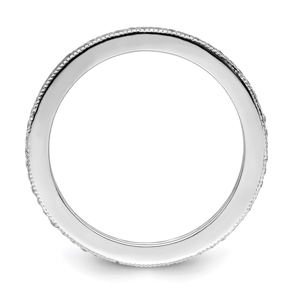 Sterling Silver Brilliant Embers Rhodium-Plated 60 Stone Micro Pav Cz Ring