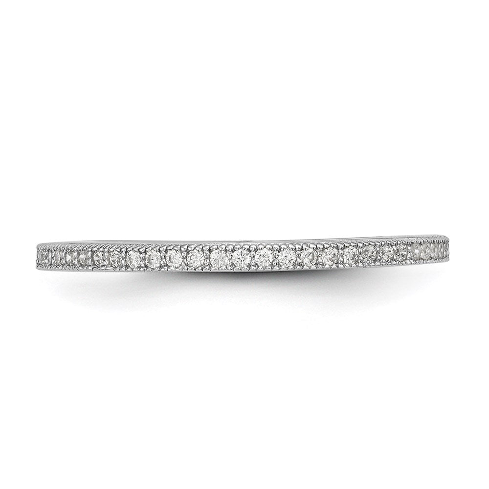 Sterling Silver Brilliant Embers Rhodium-Plated 60 Stone Micro Pav Cz Ring