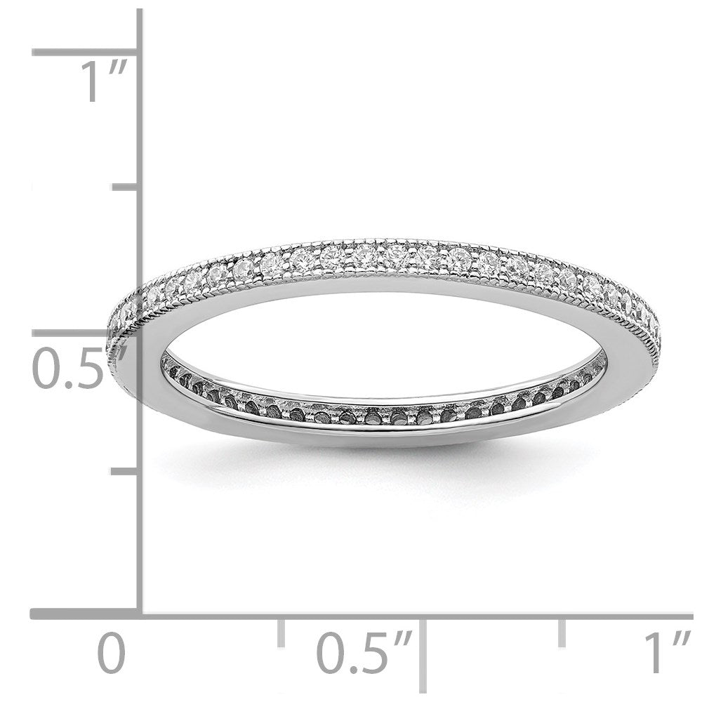 Sterling Silver Brilliant Embers Rhodium-Plated 60 Stone Micro Pav Cz Ring