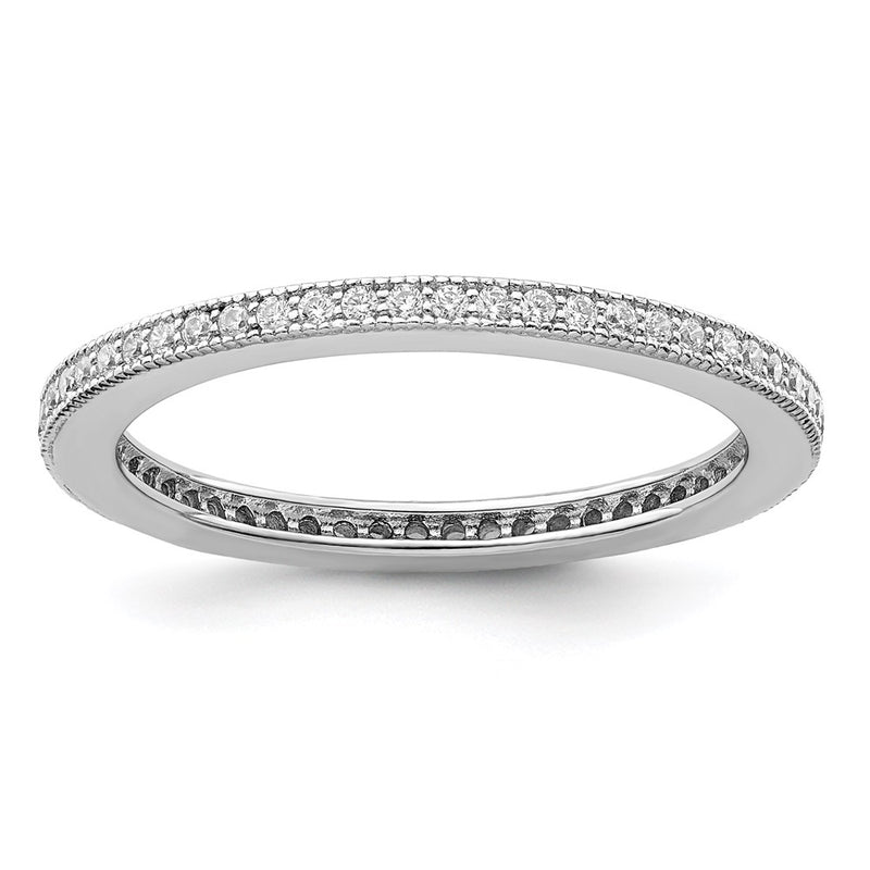 Sterling Silver Brilliant Embers Rhodium-Plated 60 Stone Micro Pav Cz Ring