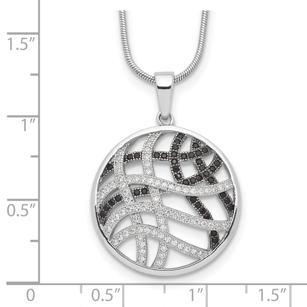 Sterling Silver Brilliant Embers Rhodium-Plated 118 Stone 18 Inch Micro Pav Black And White Cz Necklace With 2 Extender