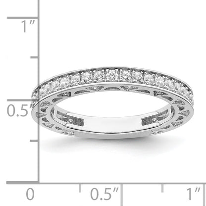Sterling Silver Brilliant Embers Rhodium-Plated 59 Stone Micro Pav Cz Ring
