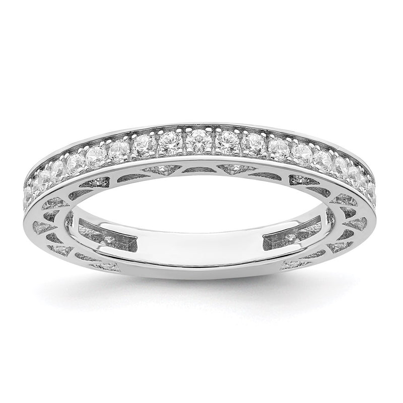 Sterling Silver Brilliant Embers Rhodium-Plated 59 Stone Micro Pav Cz Ring