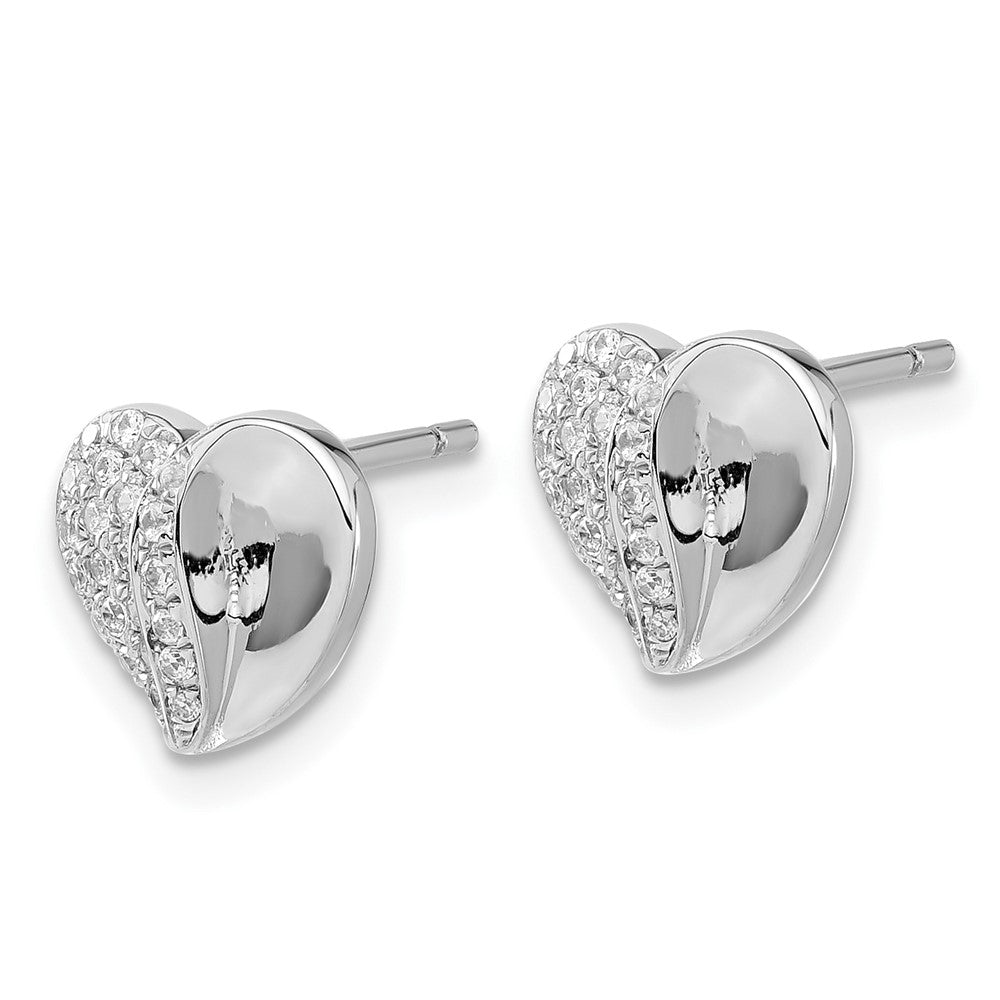 Sterling Silver Brilliant Embers Cz Heart Post Earrings