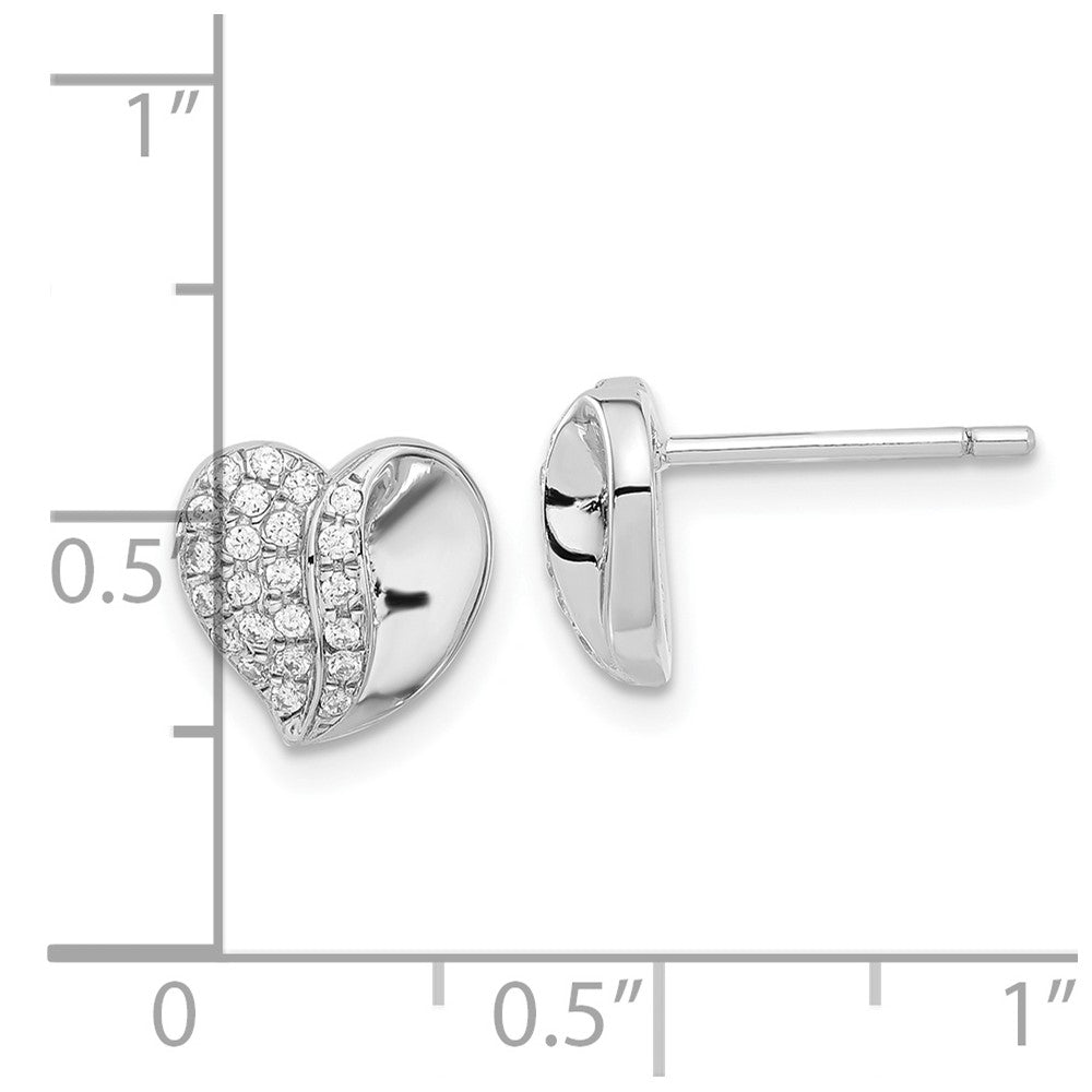 Sterling Silver Brilliant Embers Cz Heart Post Earrings