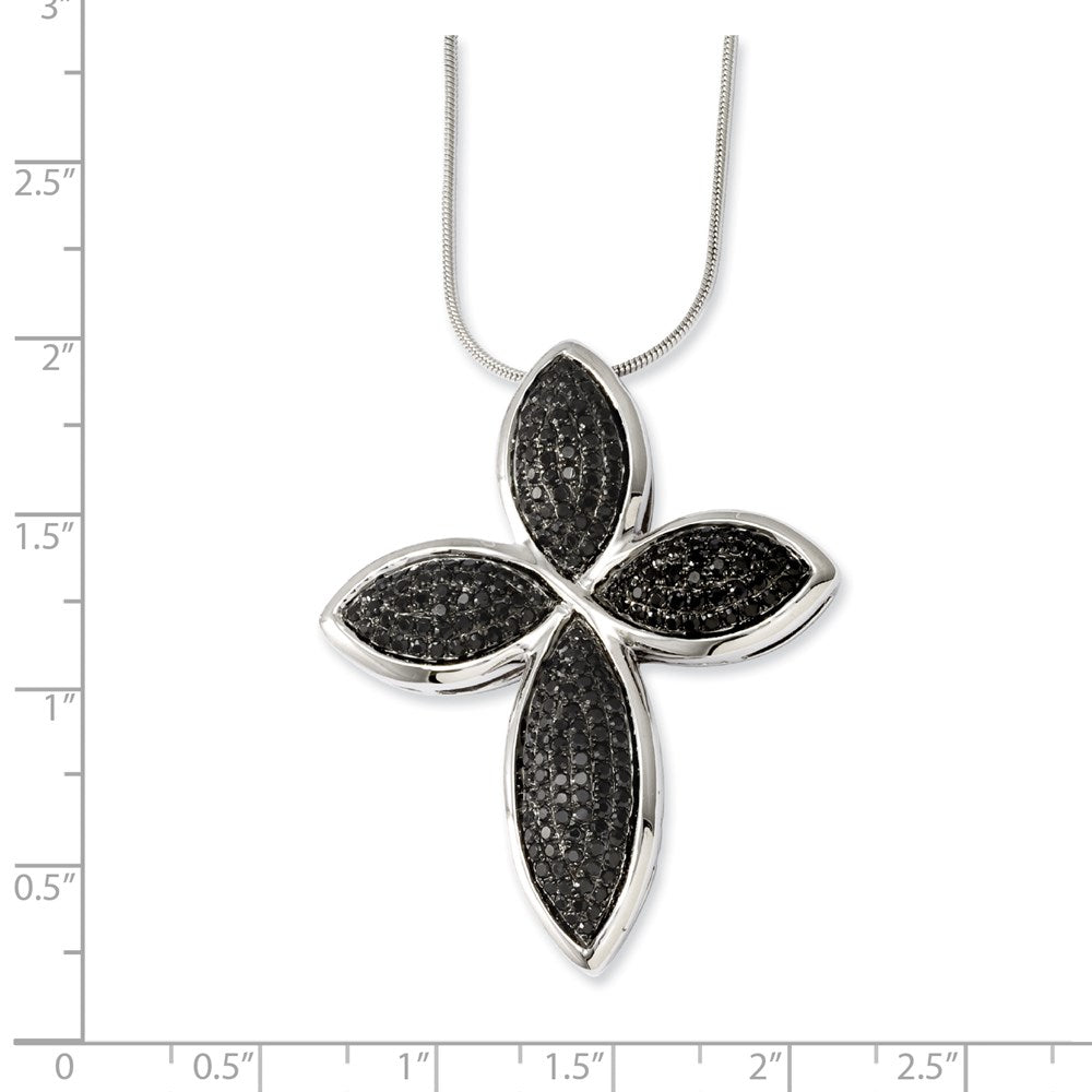 Sterling Silver & Cz Cross Necklace