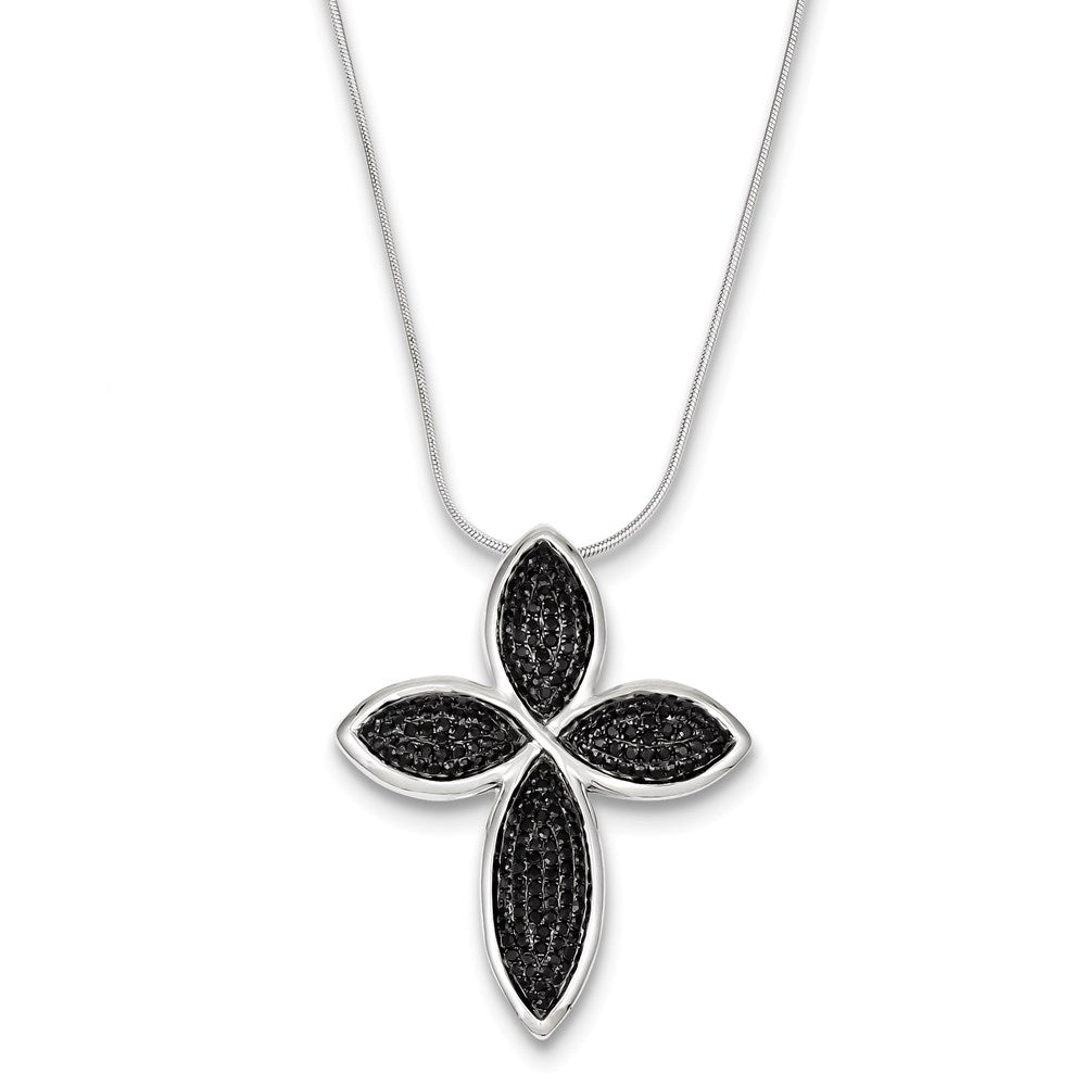 Sterling Silver & Cz Cross Necklace