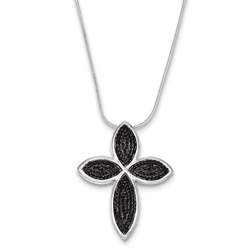 Sterling Silver & Cz Cross Necklace