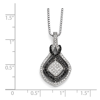 Sterling Silver Ss Rhodium-Plated Cz True Fire Necklace