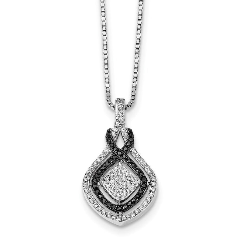 Sterling Silver Ss Rhodium-Plated Cz True Fire Necklace