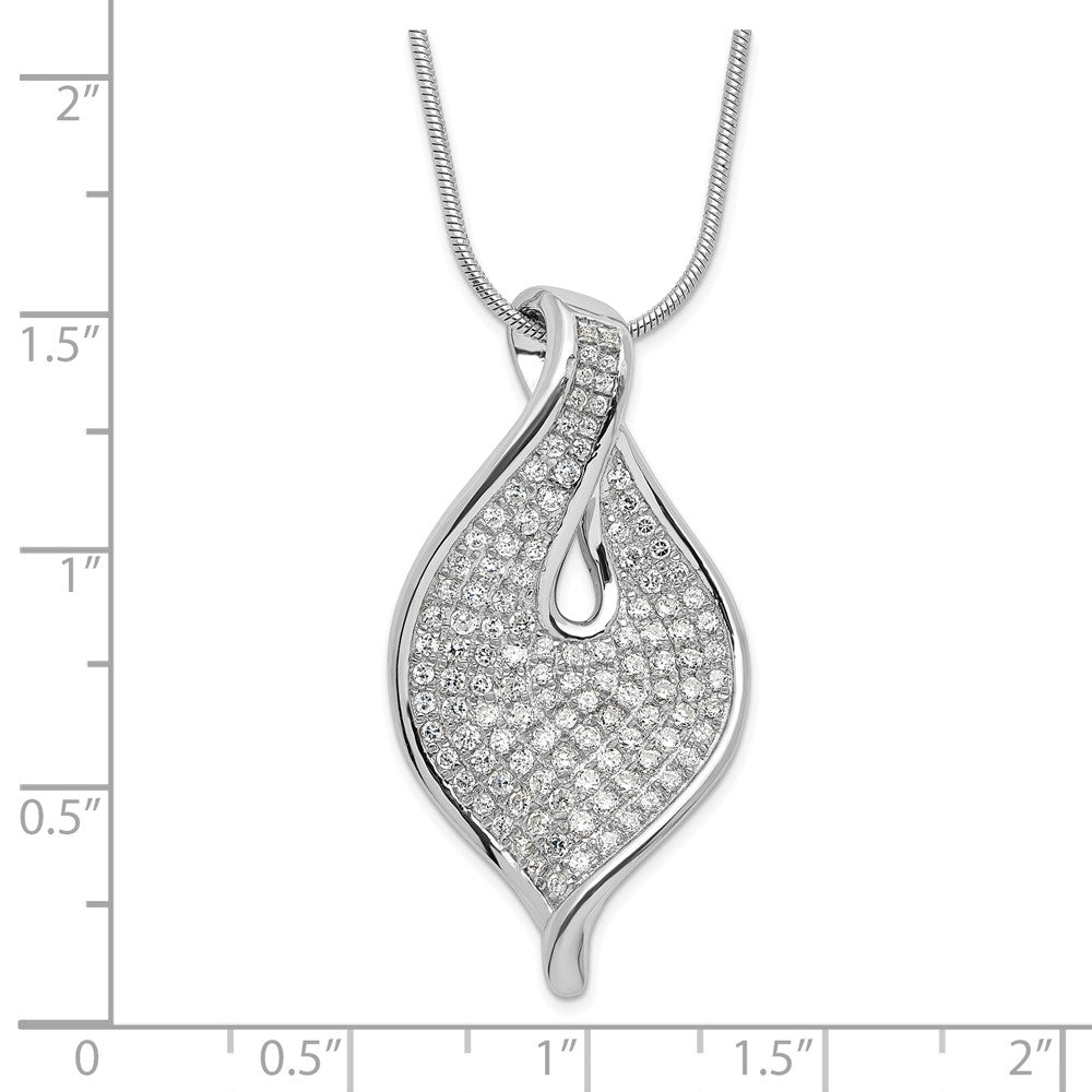 Sterling Silver Polished Cz W/ 2In Ext Necklace