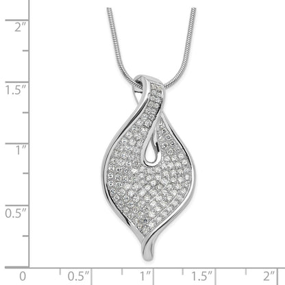 Sterling Silver Polished Cz W/ 2In Ext Necklace