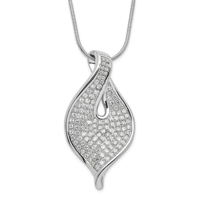 Sterling Silver Polished Cz W/ 2In Ext Necklace