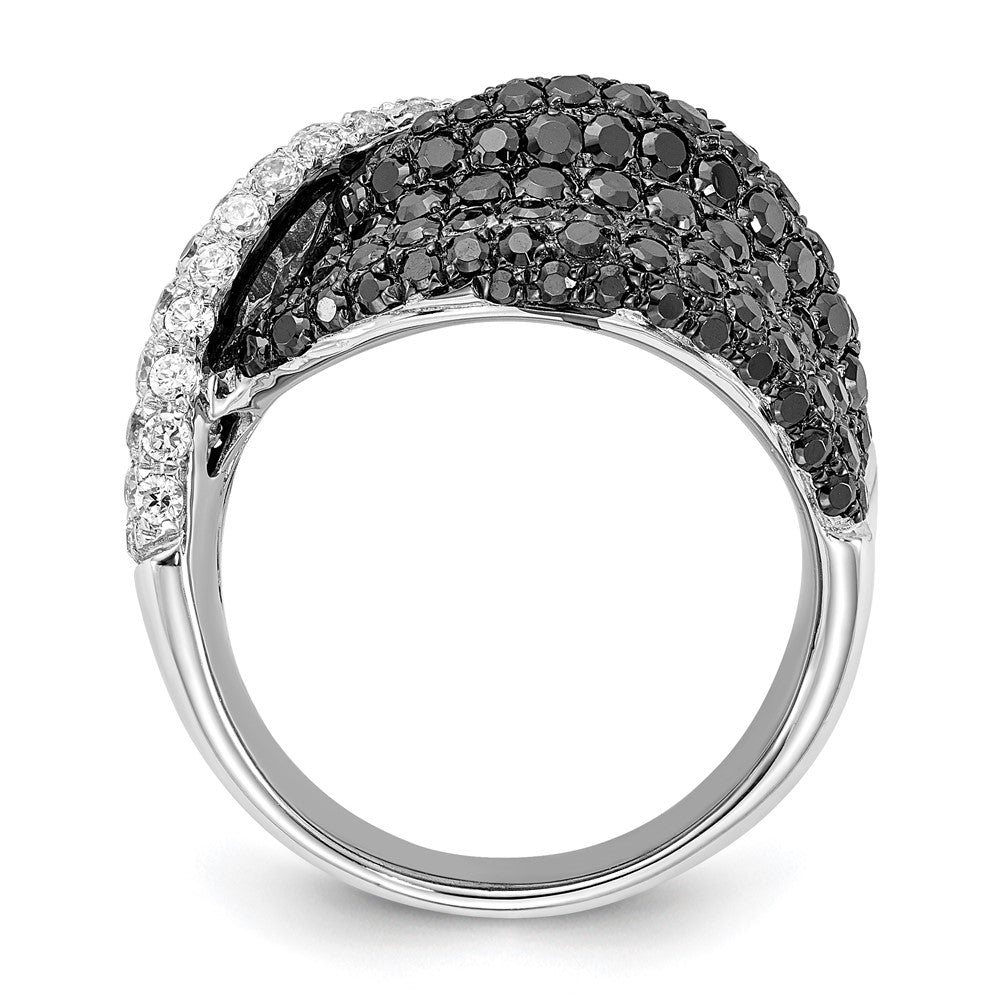 Sterling Silver Black & Clear Cz Ring