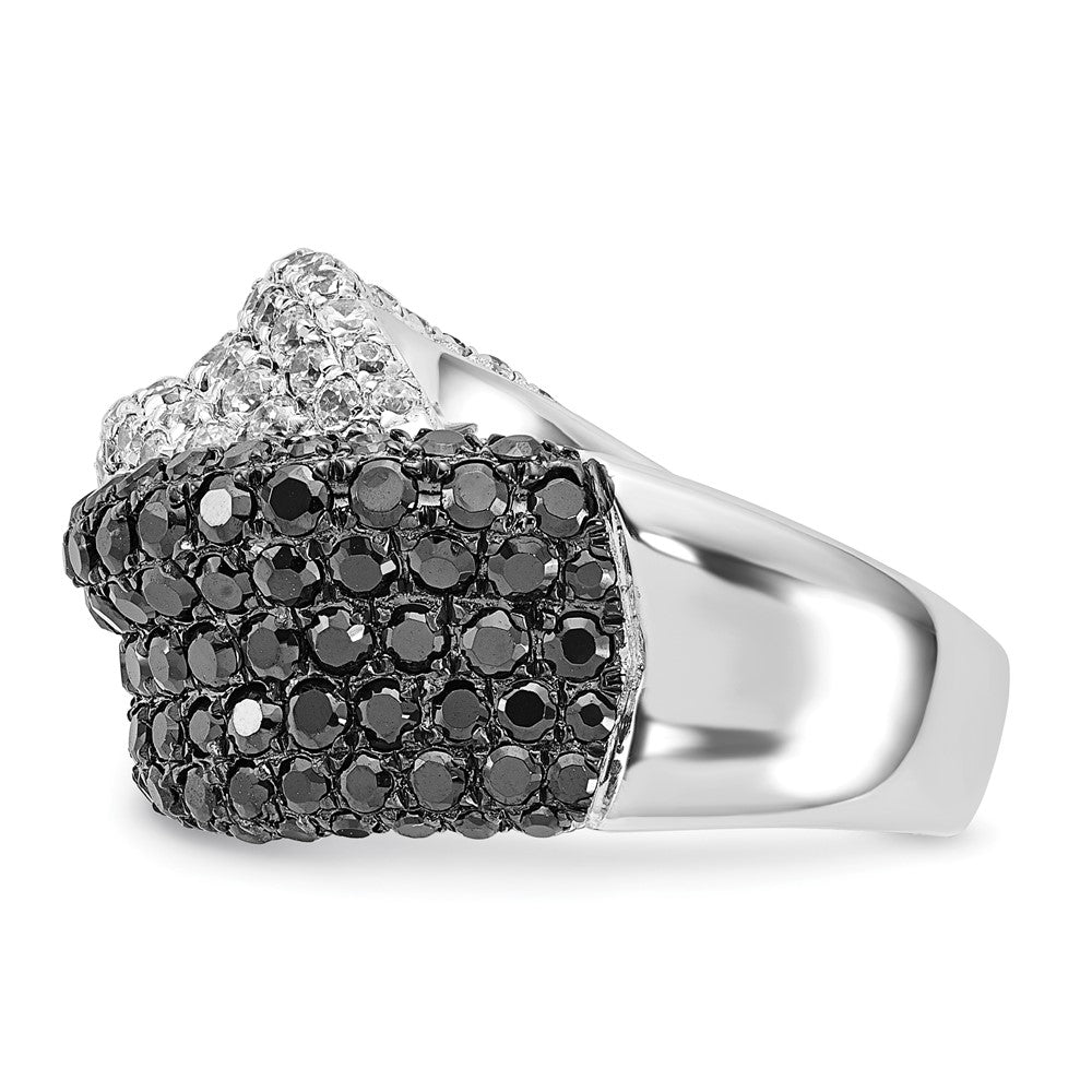 Sterling Silver Black & Clear Cz Ring