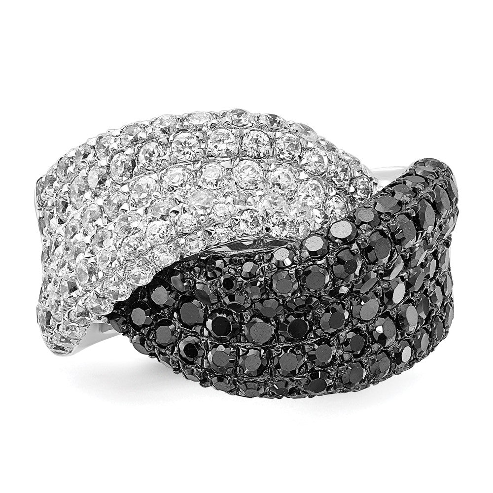 Sterling Silver Black & Clear Cz Ring