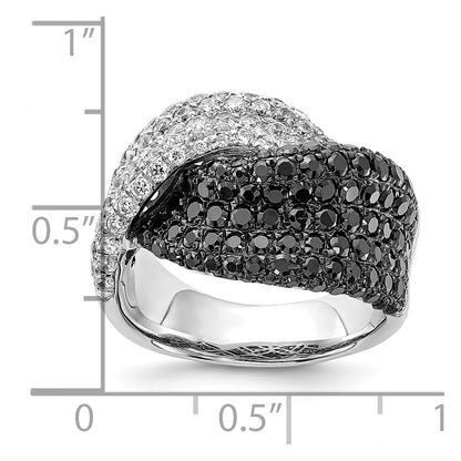 Sterling Silver Black & Clear Cz Ring