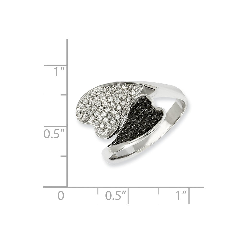 Sterling Silver & Cz Brilliant Embers Hearts Ring