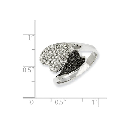 Sterling Silver & Cz Brilliant Embers Hearts Ring