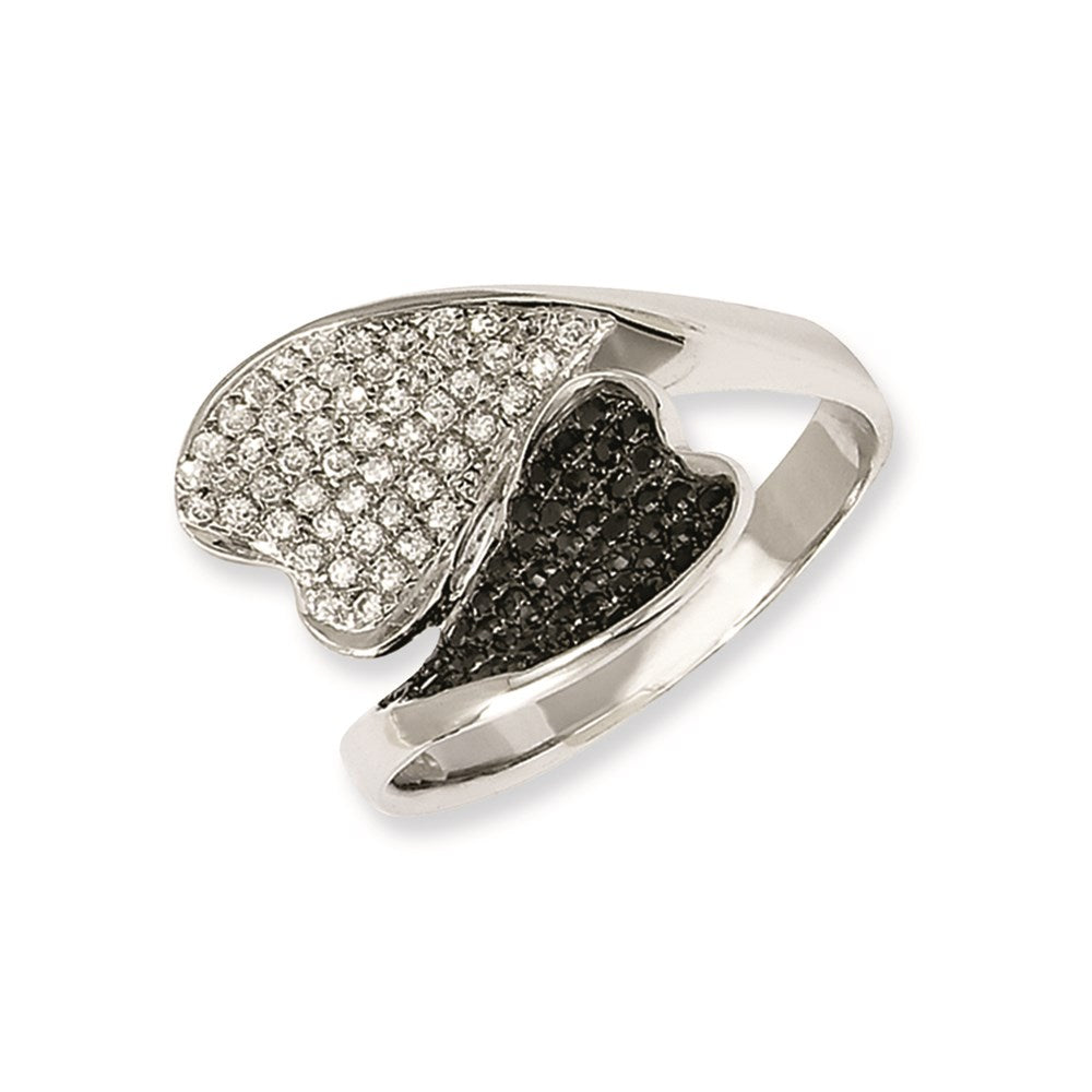 Sterling Silver & Cz Brilliant Embers Hearts Ring