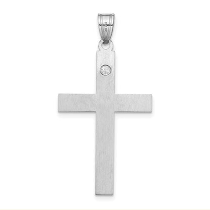 Sterling Silver Rh-Plt Crystal Family Cross Pendant