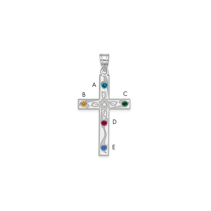 Sterling Silver Rh-Plt Crystal Family Cross Pendant