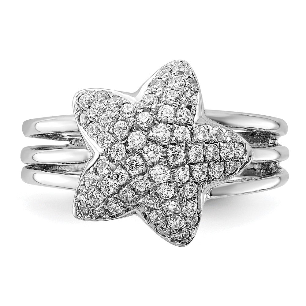 Sterling Silver & Cz Star Ring