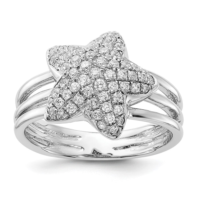 Sterling Silver & Cz Star Ring