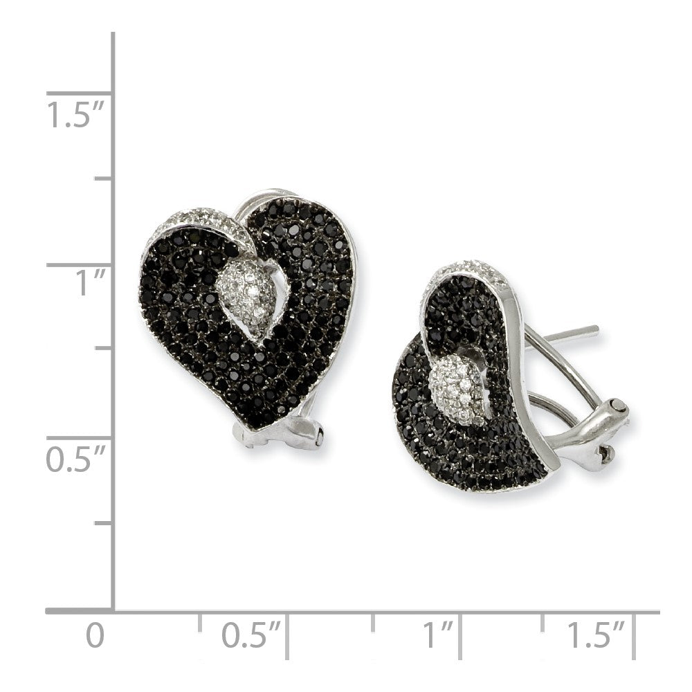 Sterling Silver & Cz Brilliant Embers Heart Post Earrings