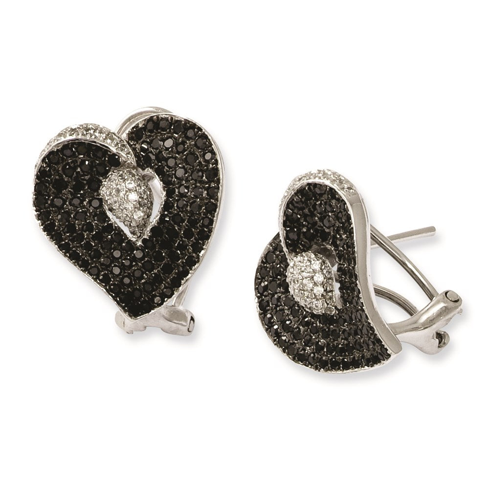 Sterling Silver & Cz Brilliant Embers Heart Post Earrings