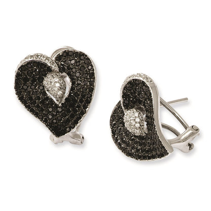 Sterling Silver & Cz Brilliant Embers Heart Post Earrings