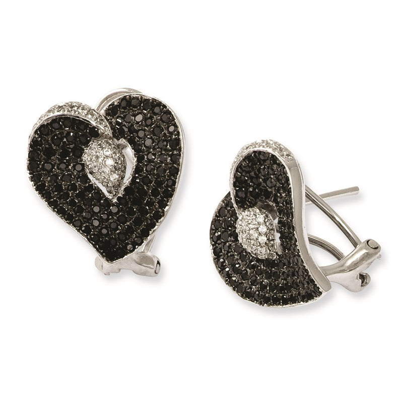 Sterling Silver & Cz Brilliant Embers Heart Post Earrings