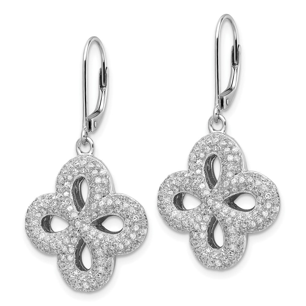 Sterling Silver & Cz Brilliant Embers Leverback Earrings