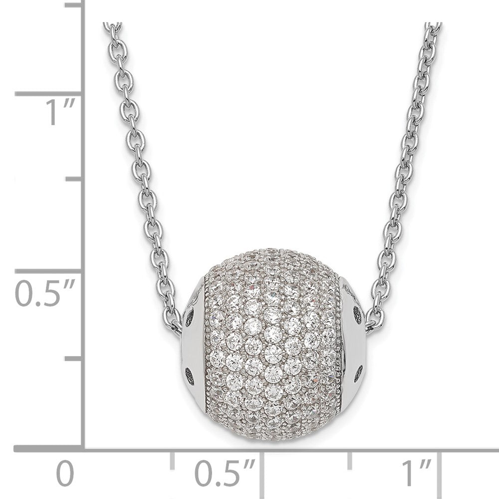 Sterling Silver & Cz Bead Brilliant Embers W/ 2In Ext Necklace