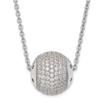 Sterling Silver & Cz Bead Brilliant Embers W/ 2In Ext Necklace