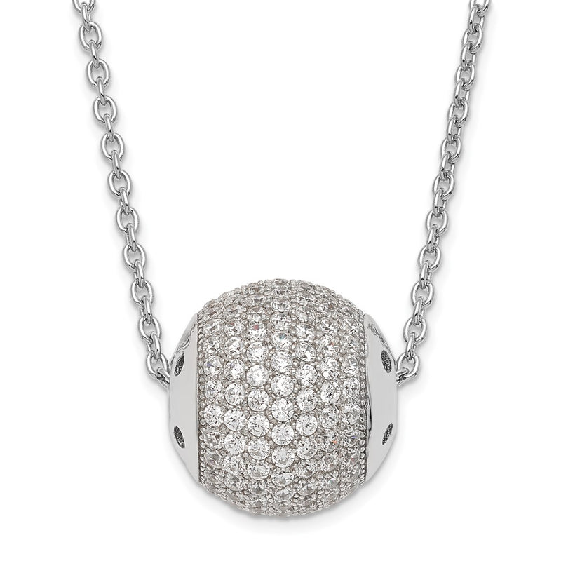Sterling Silver & Cz Bead Brilliant Embers W/ 2In Ext Necklace