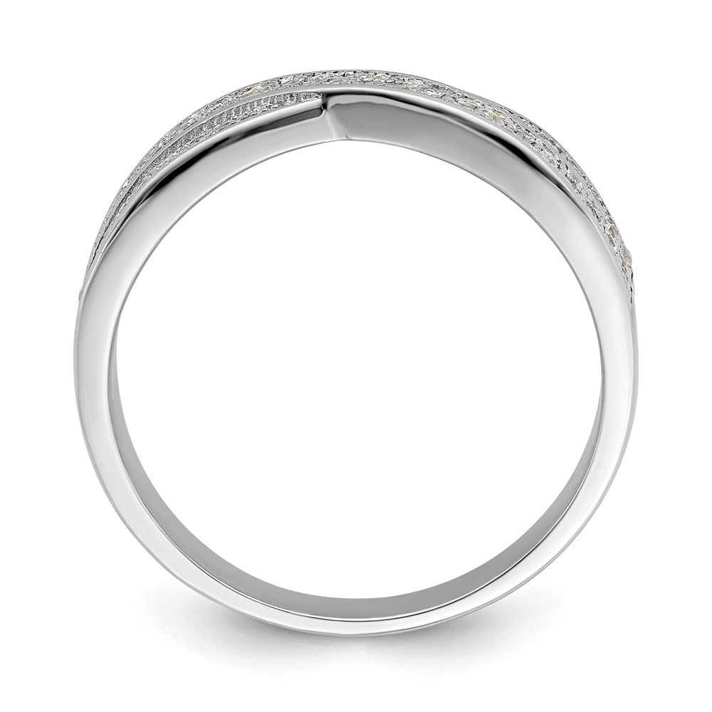 Sterling Silver Brilliant Embers Rhodium-Plated 72 Stone Criss Cross Micro Pav Cz Ring