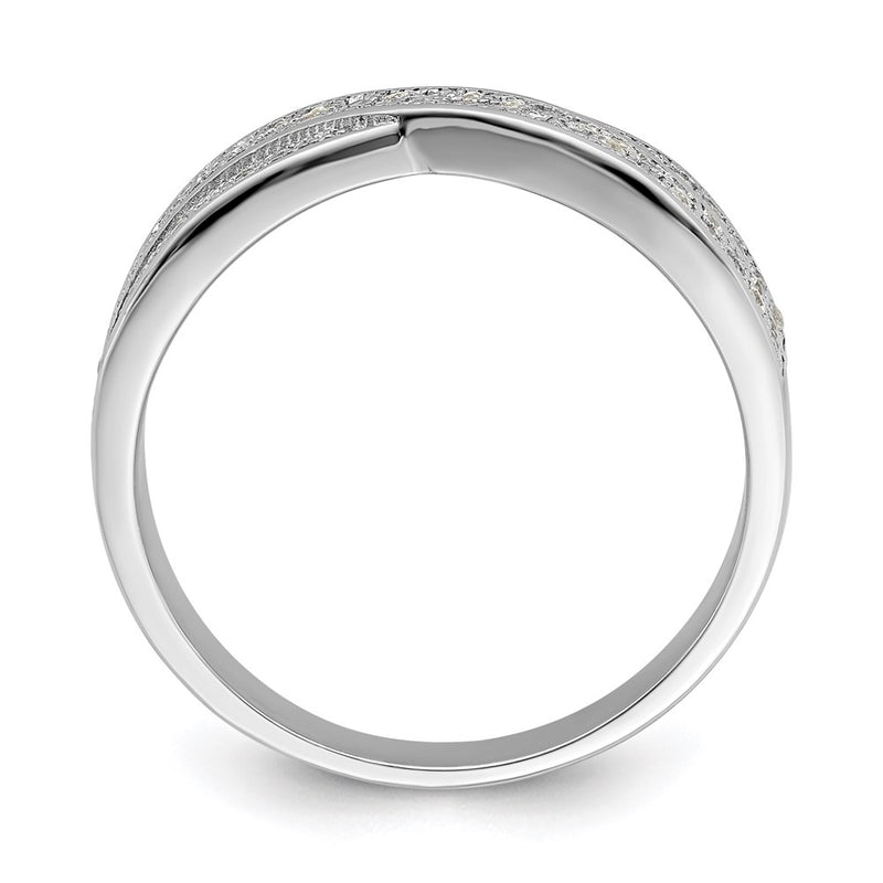 Sterling Silver Brilliant Embers Rhodium-Plated 72 Stone Criss Cross Micro Pav Cz Ring