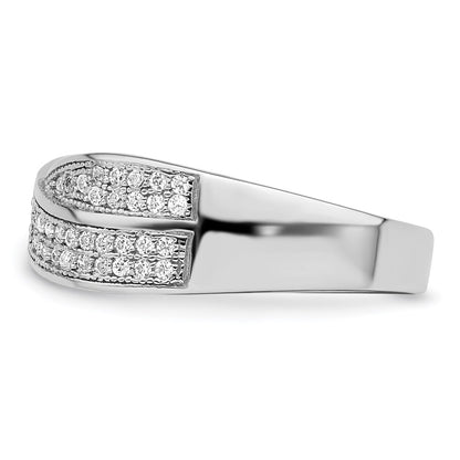 Sterling Silver Brilliant Embers Rhodium-Plated 72 Stone Criss Cross Micro Pav Cz Ring
