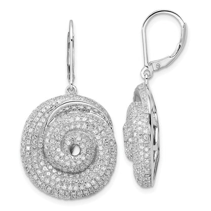 Sterling Silver & Cz Brilliant Embers Swirled Circle Leverback Earrings