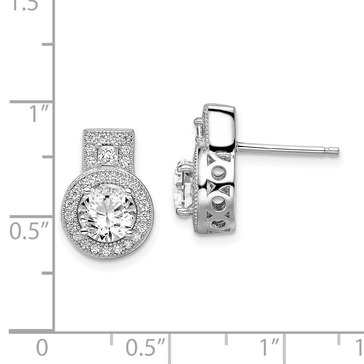 Sterling Silver Brilliant Embers Rhodium-Plated 62 Stone Micro Pav Halo Cz Earrings