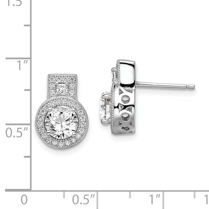 Sterling Silver Brilliant Embers Rhodium-Plated 62 Stone Micro Pav Halo Cz Earrings